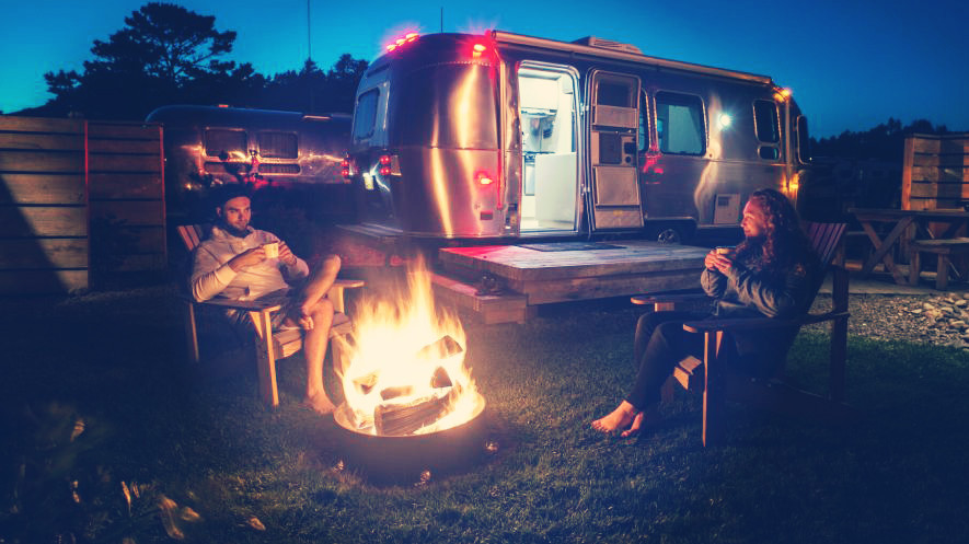 fire in the evening in the wild